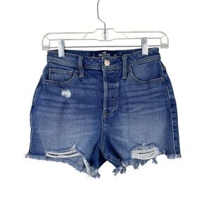 Hollister Ultra High-Rise Denim Mom Shorts 3” Vintage Stretch Button Fly 25 / 1